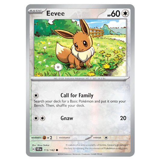 Eevee 113 card from the Pokemon set Stellar Crown