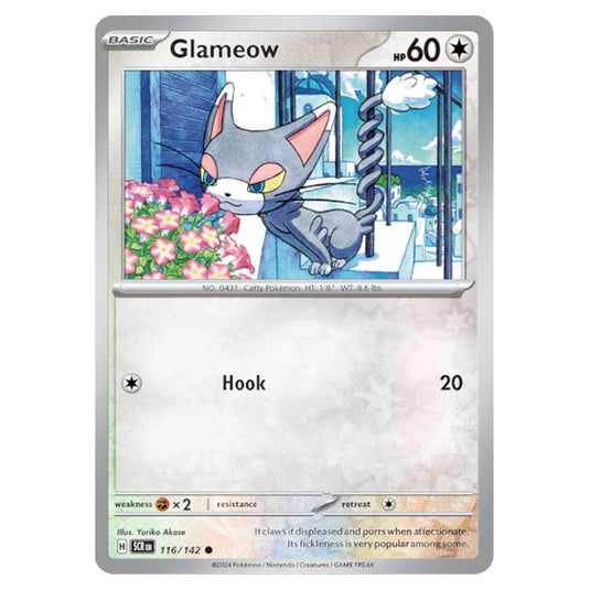 Glameow 116 card from the Pokemon set Stellar Crown