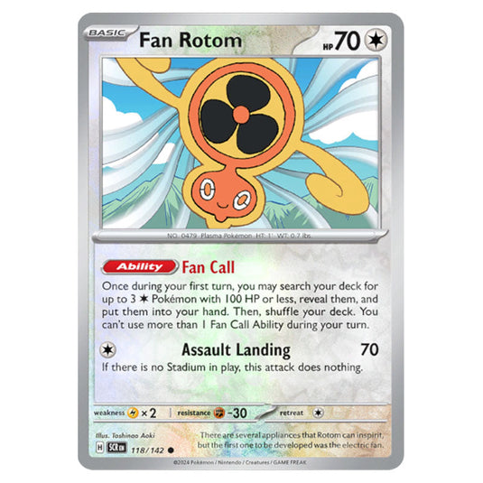 Fan Rotom 118 card from the Pokemon set Stellar Crown