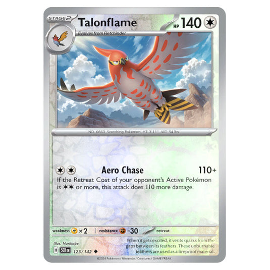 Talonflame 123 card from the Pokemon set Stellar Crown