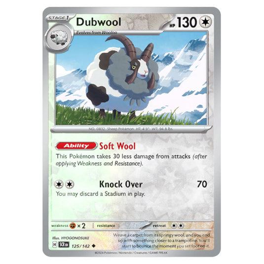 Dubwool 125 card from the Pokemon set Stellar Crown