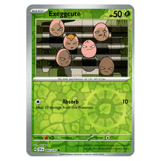 Pokemon - Scarlet & Violet - Surging Sparks - Exeggcute - 002/191 - (Reverse Holo)