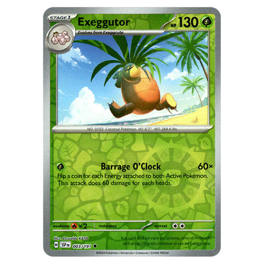 Pokemon - Scarlet & Violet - Surging Sparks - Exeggutor - 003/191 - (Reverse Holo)