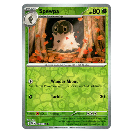 Pokemon - Scarlet & Violet - Surging Sparks - Spewpa - 006/191 - (Reverse Holo)