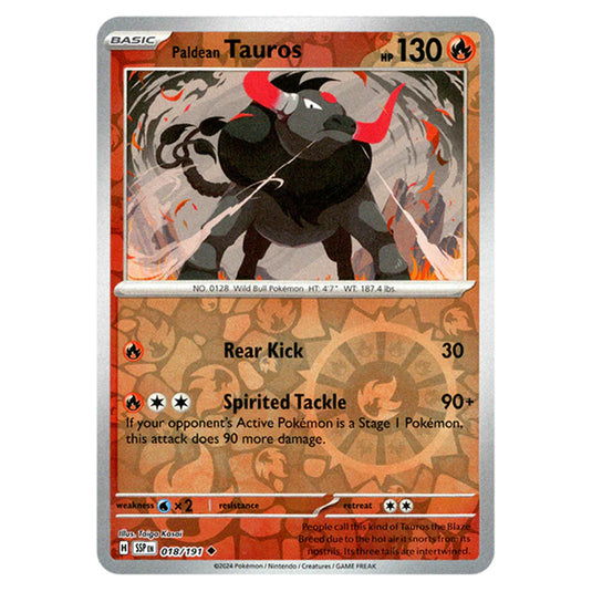 Pokemon - Scarlet & Violet - Surging Sparks - Paldean Tauros - 018/191 - (Reverse Holo)