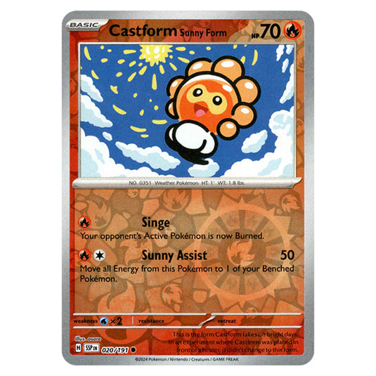 Pokemon - Scarlet & Violet - Surging Sparks - Castform Sunny Form - 020/191 - (Reverse Holo)