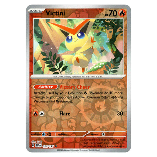 Pokemon - Scarlet & Violet - Surging Sparks - Victini - 021/191 - (Reverse Holo)