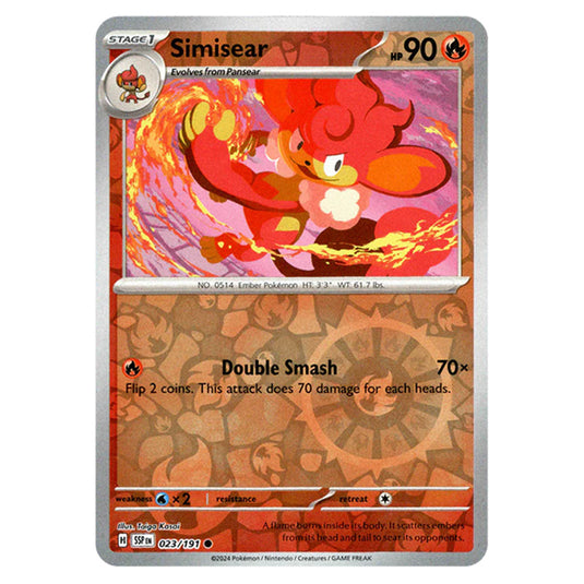 Pokemon - Scarlet & Violet - Surging Sparks - Simisear - 023/191 - (Reverse Holo)