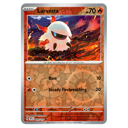 Pokemon - Scarlet & Violet - Surging Sparks - Larvesta - 024/191 - (Reverse Holo)