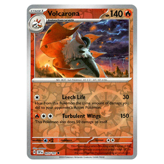 Pokemon - Scarlet & Violet - Surging Sparks - Volcarona - 025/191 - (Reverse Holo)