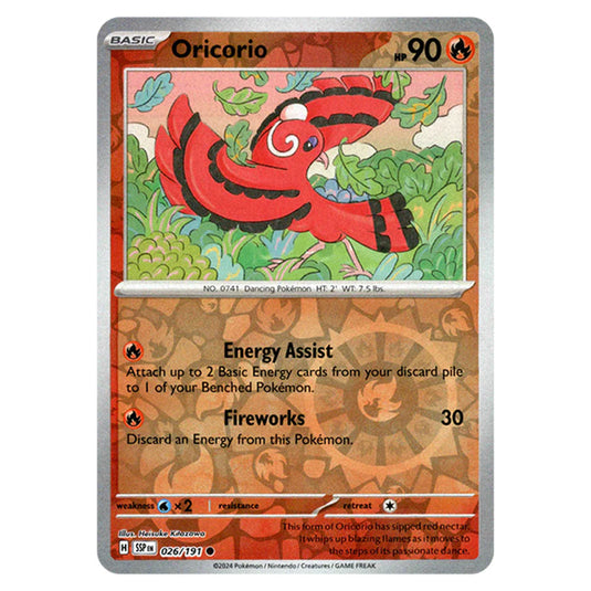 Pokemon - Scarlet & Violet - Surging Sparks - Oricorio - 026/191 - (Reverse Holo)