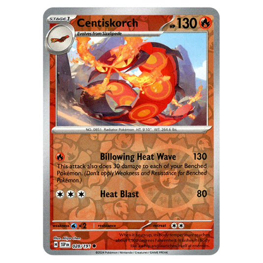 Pokemon - Scarlet & Violet - Surging Sparks - Centiskorch - 028/191 - (Reverse Holo)