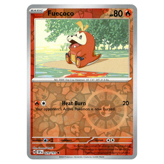 Pokemon - Scarlet & Violet - Surging Sparks - Fuecoco - 029/191 - (Reverse Holo)