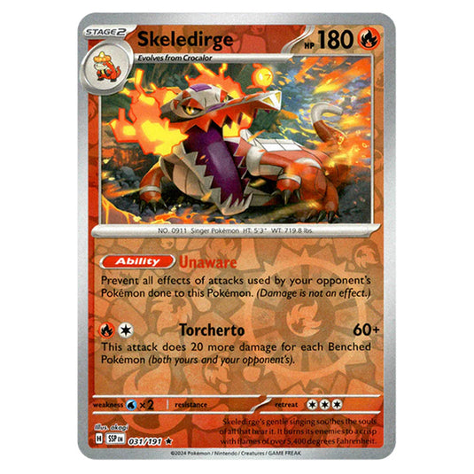 Pokemon - Scarlet & Violet - Surging Sparks - Skeledirge - 031/191 - (Reverse Holo)