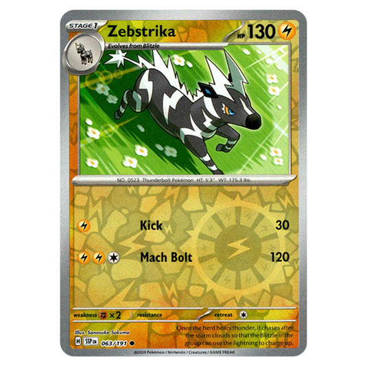 Pokemon - Scarlet & Violet - Surging Sparks - Zebstrika - 063/191 - (Reverse Holo)