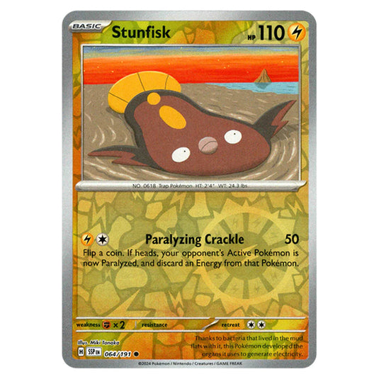 Pokemon - Scarlet & Violet - Surging Sparks - Stunfisk - 064/191 - (Reverse Holo)