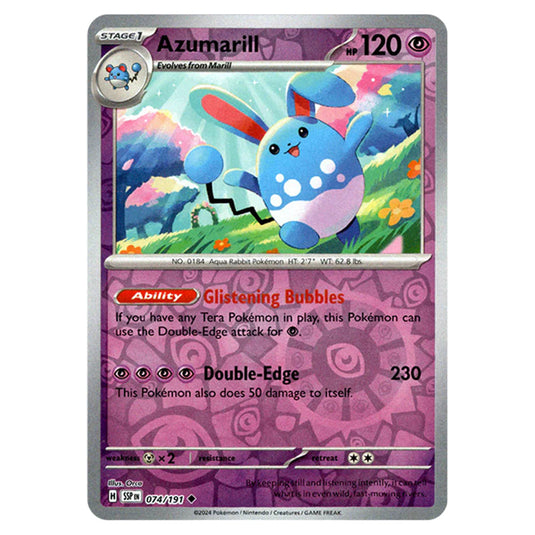 Pokemon - Scarlet & Violet - Surging Sparks - Azumarill - 074/191 - (Reverse Holo)