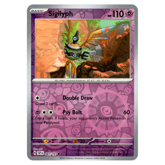 Pokemon - Scarlet & Violet - Surging Sparks - Sigilyph - 081/191 - (Reverse Holo)