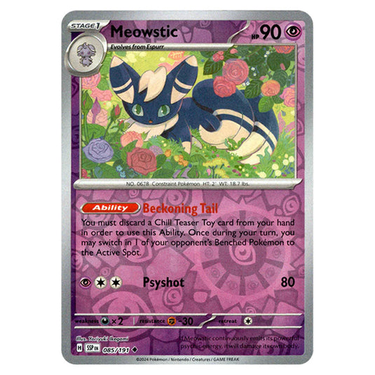 Pokemon - Scarlet & Violet - Surging Sparks - Meowstic - 085/191 - (Reverse Holo)