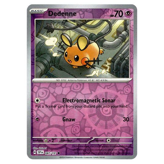 Pokemon - Scarlet & Violet - Surging Sparks - Dedenne - 087/191 - (Reverse Holo)