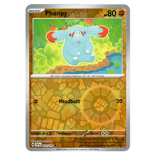 Pokemon - Scarlet & Violet - Surging Sparks - Phanpy - 102/191 - (Reverse Holo)