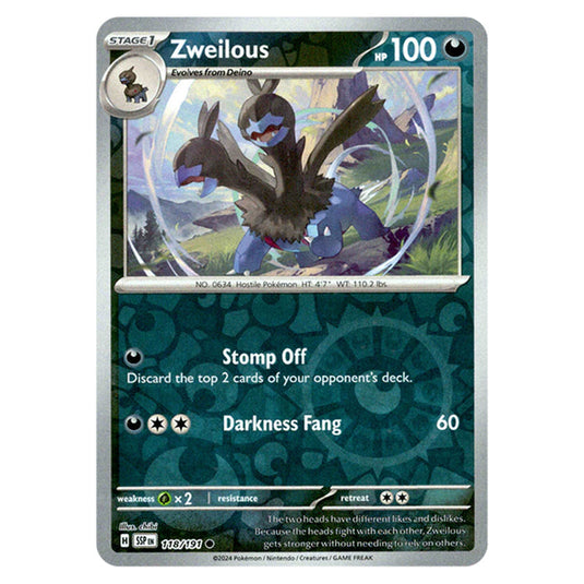 Pokemon - Scarlet & Violet - Surging Sparks - Zweilous - 118/191 - (Reverse Holo)