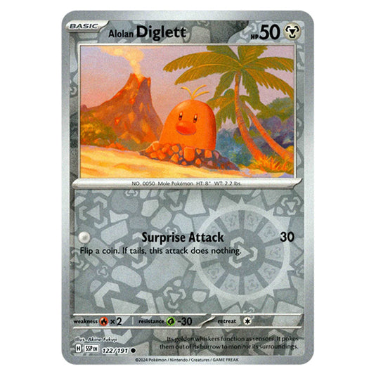 Pokemon - Scarlet & Violet - Surging Sparks - Alolan Diglett - 122/191 - (Reverse Holo)