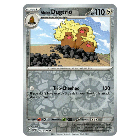 Pokemon - Scarlet & Violet - Surging Sparks - Alolan Dugtrio - 123/191 - (Reverse Holo)