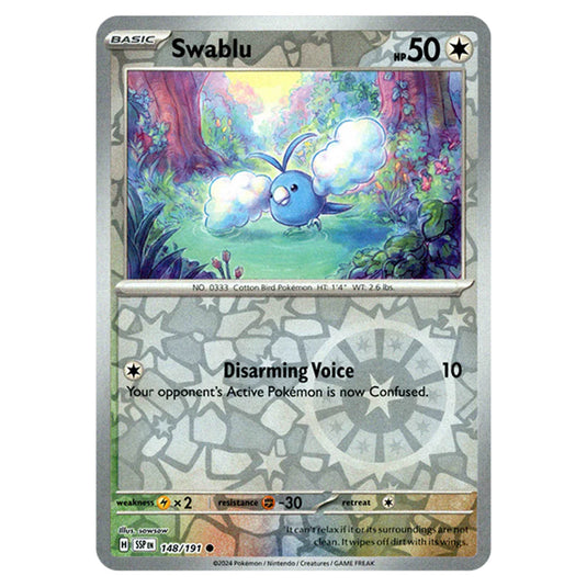 Pokemon - Scarlet & Violet - Surging Sparks - Swablu - 148/191 - (Reverse Holo)