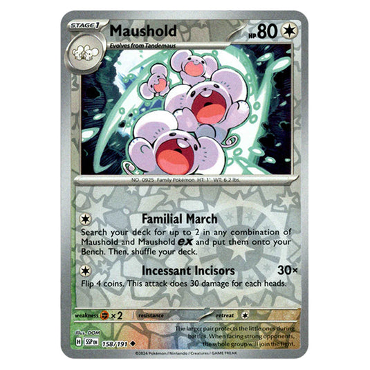 Pokemon - Scarlet & Violet - Surging Sparks - Maushold - 158/191 - (Reverse Holo)