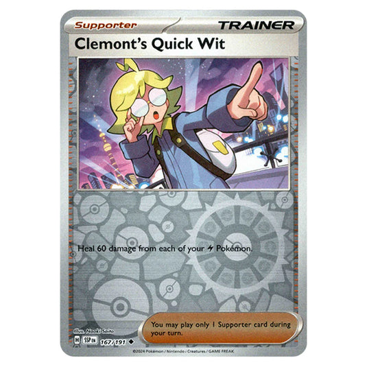 Pokemon - Scarlet & Violet - Surging Sparks - Clemont's Quick Wit - 167/191 - (Reverse Holo)