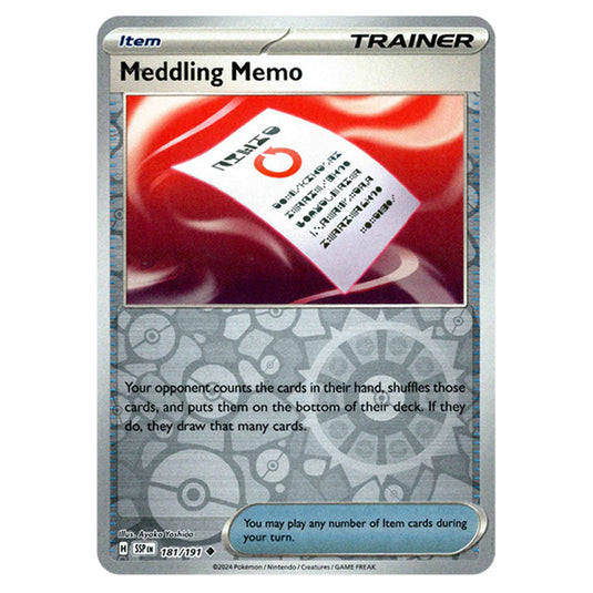 Pokemon - Scarlet & Violet - Surging Sparks - Meddling Memo - 181/191 - (Reverse Holo)