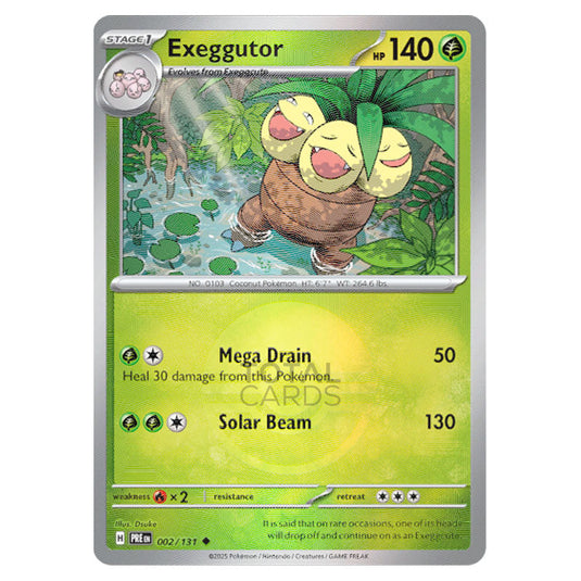Exeggutor 002 Reverse Holo Poke Ball card from the Pokemon set Prismatic Evolutions