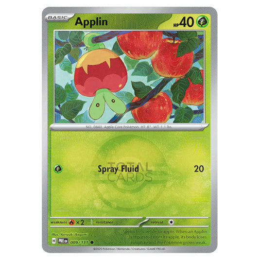 Applin 009 Reverse Holo Poke Ball card from the Pokemon set Prismatic Evolutions
