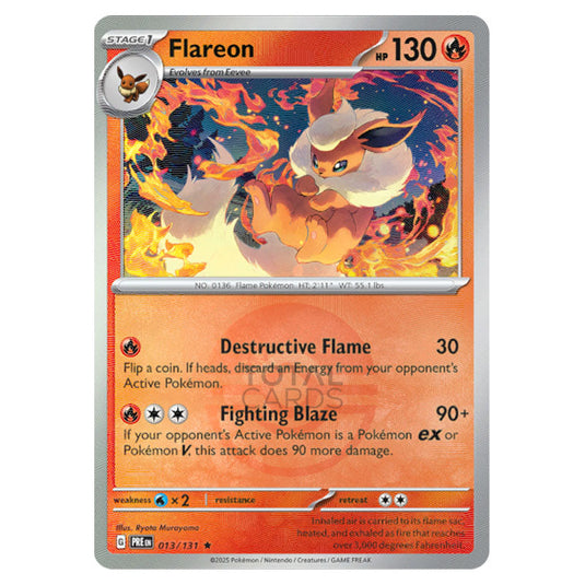 pokemon set with 131 cards Pokemon - Scarlet & Violet - Prismatic Evolutions - Flareon - 013/131