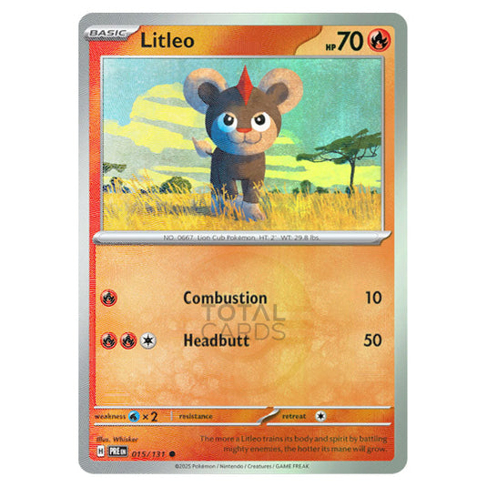 Litleo 015 Reverse Holo Poke Ball card from the Pokemon set Prismatic Evolutions