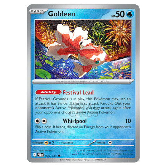 Goldeen 020 Reverse Holo Poke Ball card from the Pokemon set Prismatic Evolutions