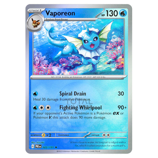 Vaporeon 022 Reverse Holo Poke Ball card from the Pokemon set Prismatic Evolutions