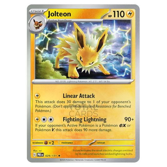 Jolteon 029 Reverse Holo Poke Ball card from the Pokemon set Prismatic Evolutions