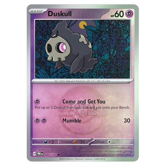 Duskull 035 Reverse Holo Poke Ball card from the Pokemon set Prismatic Evolutions
