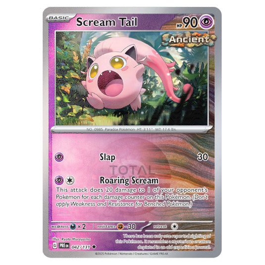Scream Tail 042 Reverse Holo Poke Ball card from the Pokemon set Prismatic Evolutions