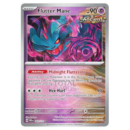 Flutter Mane 043 Reverse Holo Poke Ball card from the Pokemon set Prismatic Evolutions