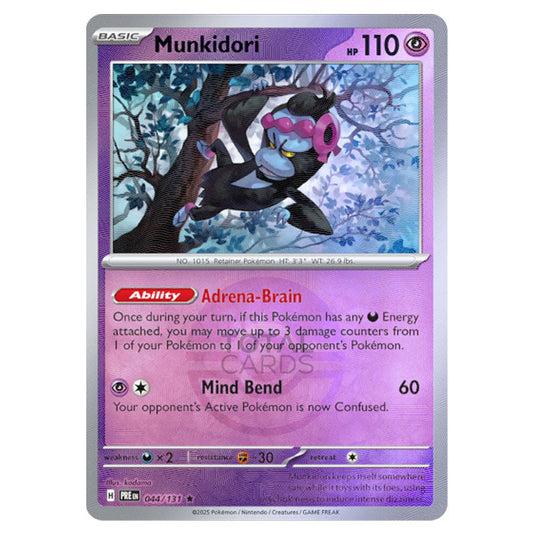 Munkidori 044 Reverse Holo Poke Ball card from the Pokemon set Prismatic Evolutions