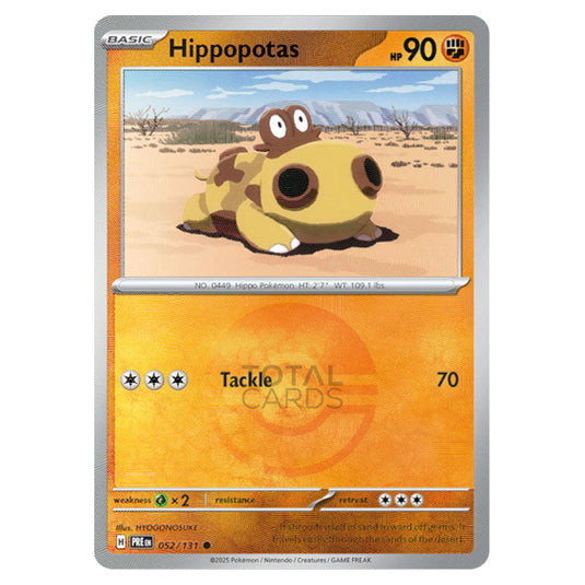 Hippopotas 052 Reverse Holo Poke Ball card from the Pokemon set Prismatic Evolutions