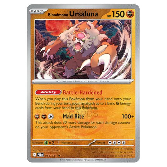 Bloodmoon Ursaluna 054 Reverse Holo Poke Ball card from the Pokemon set Prismatic Evolutions