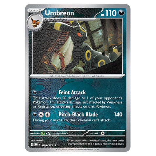 Umbreon 059 Reverse Holo Poke Ball card from the Pokemon set Prismatic Evolutions