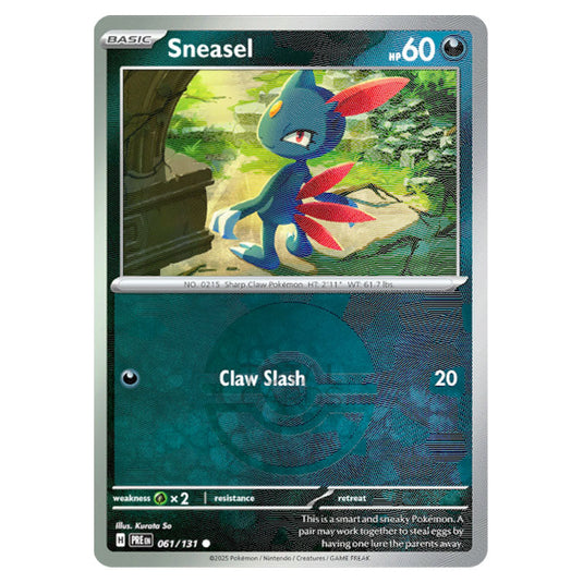 Sneasel 061 Reverse Holo Poke Ball card from the Pokemon set Prismatic Evolutions