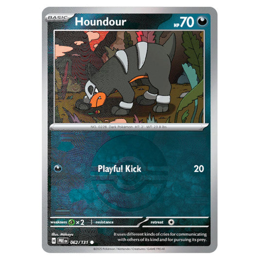 Houndour 062 Reverse Holo Poke Ball card from the Pokemon set Prismatic Evolutions
