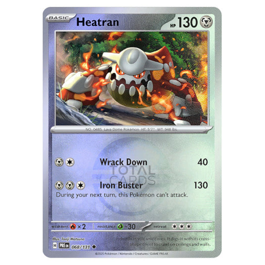 Heatran 068 Reverse Holo Poke Ball card from the Pokemon set Prismatic Evolutions