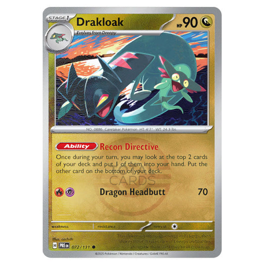 Drakloak 072 Reverse Holo Poke Ball card from the Pokemon set Prismatic Evolutions